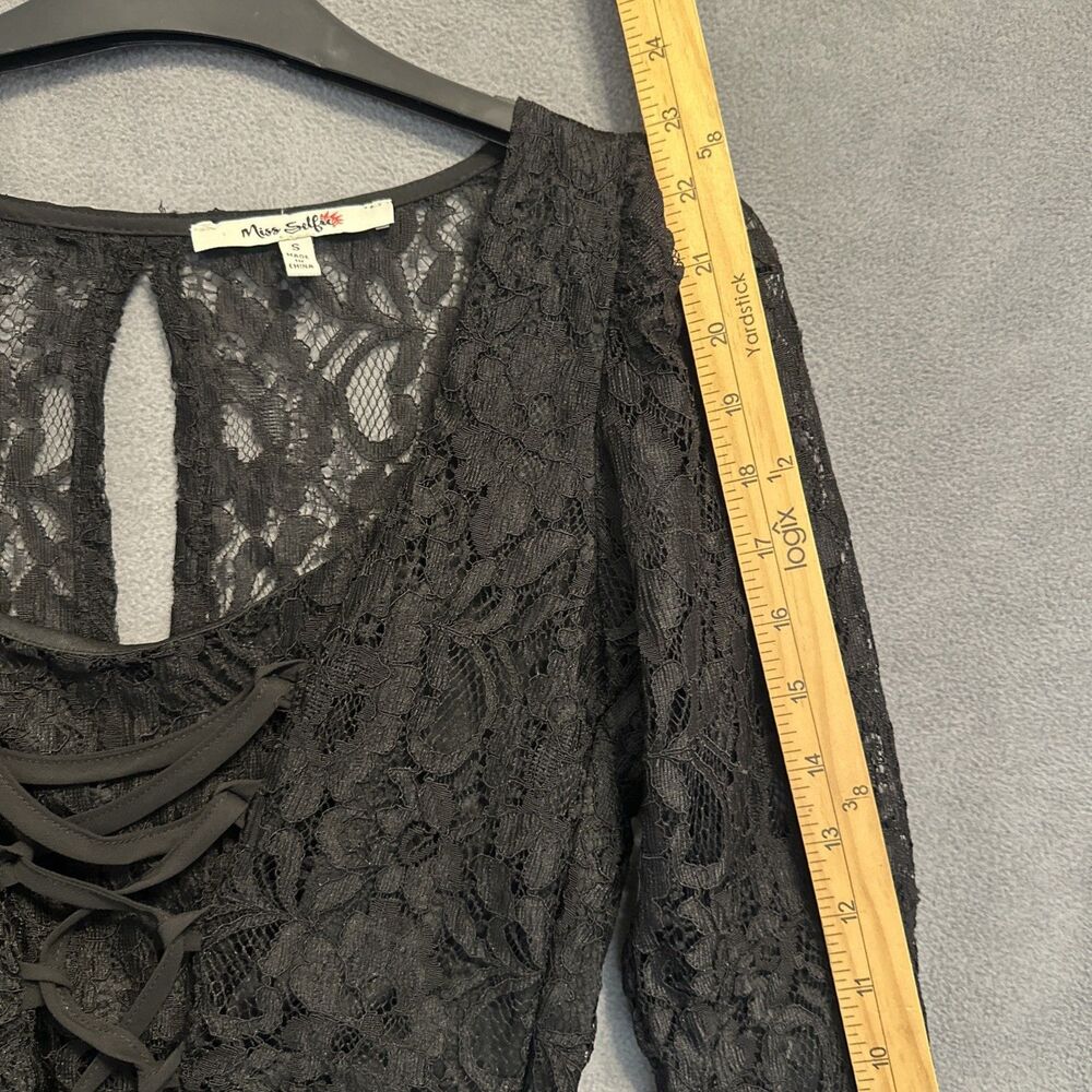 Miss‎ Selfie Lace Up Crop Top Size S Black Whimsigoth Vamp Ren Fair Sexy Y2K - Picture 7 of 10